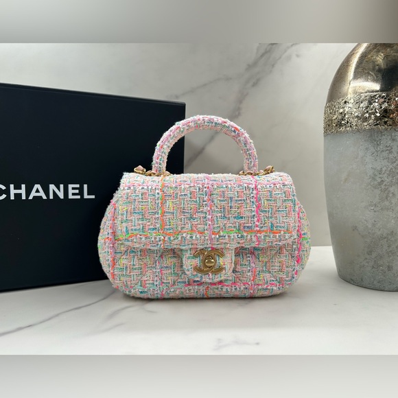 ⚫️🔥CHANEL•24C Cruise Collection Tweed Mini Top Handle Flap Bag - Picture 2 of 8